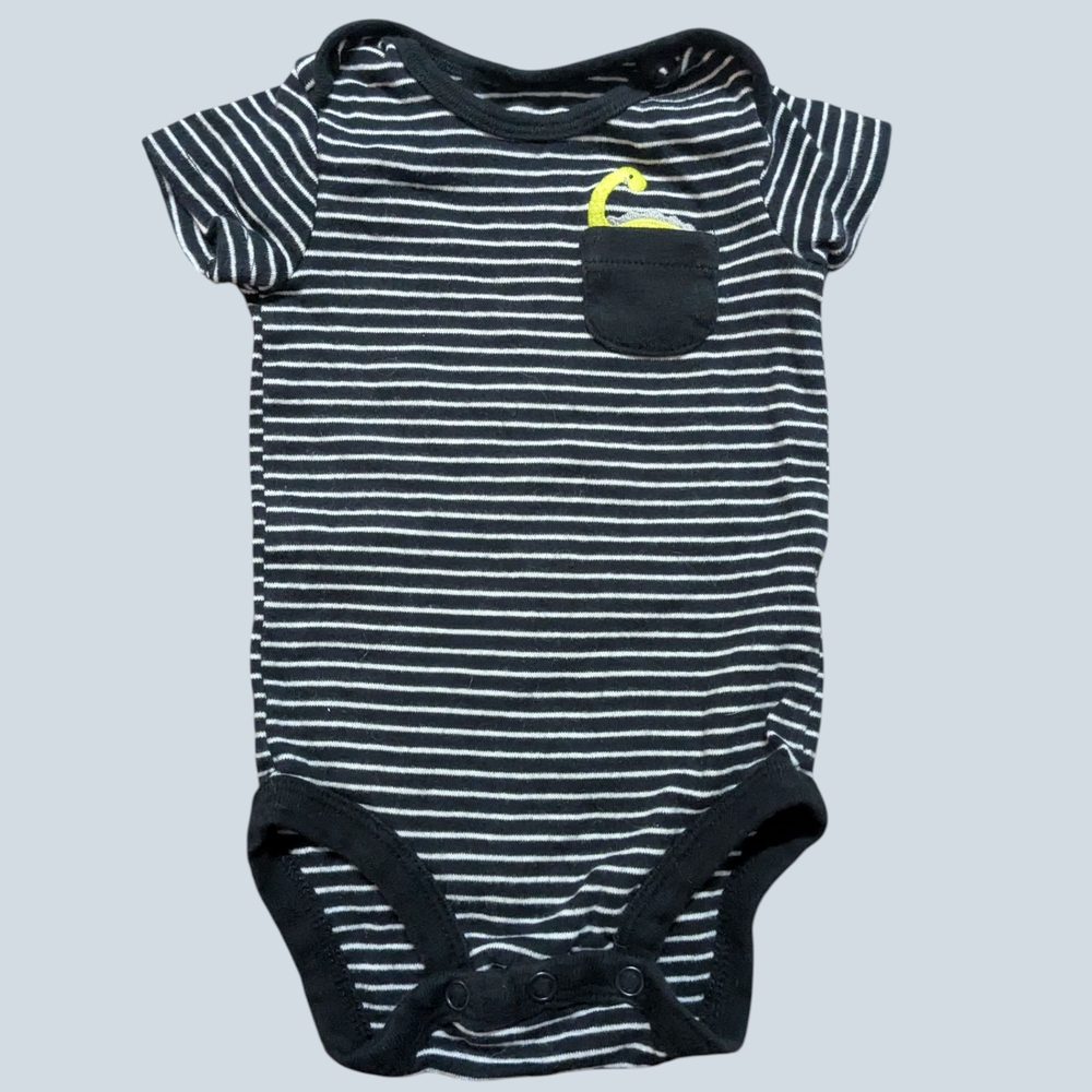 Child of Mine Black and White Striped Onesie